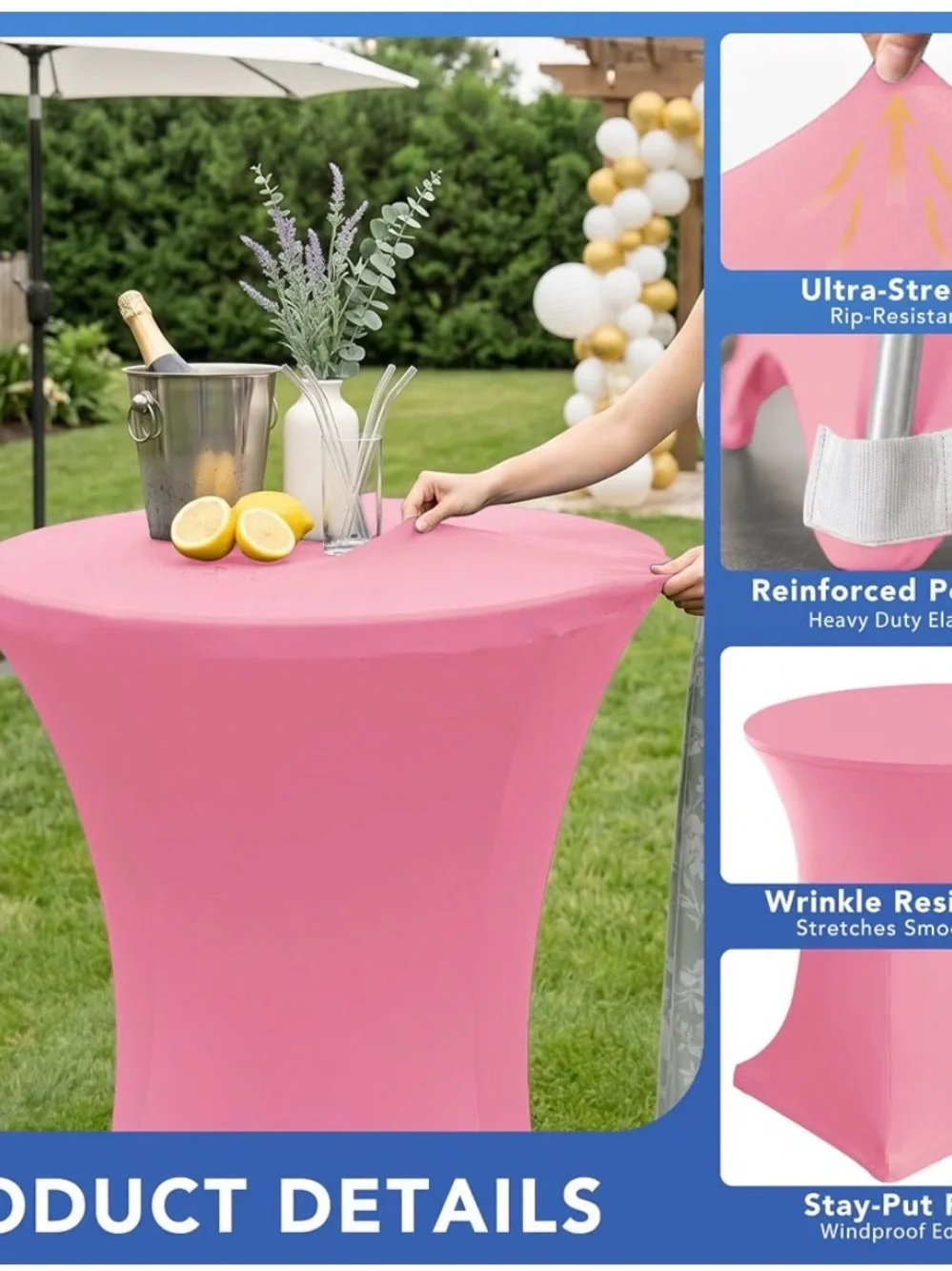 Pink Spandex Cocktail Table Covers - Set of 4